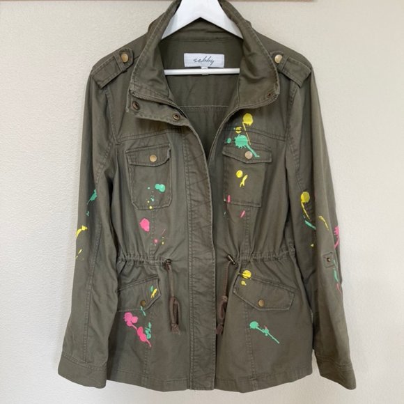 Sebby Paint Splattered Utility Jacket 